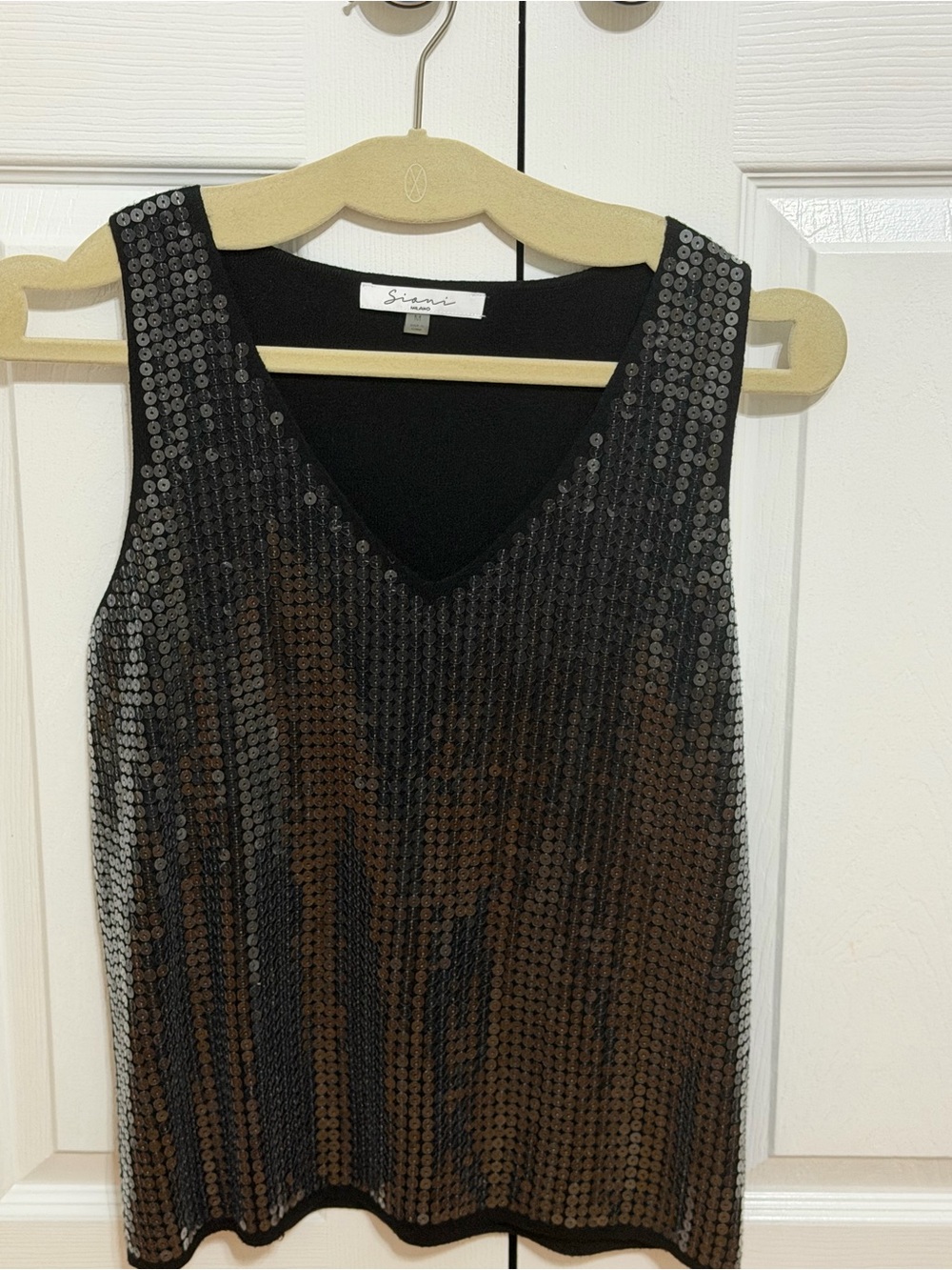 SIONI Shimmery Sequin Black Tank knit Worn once!